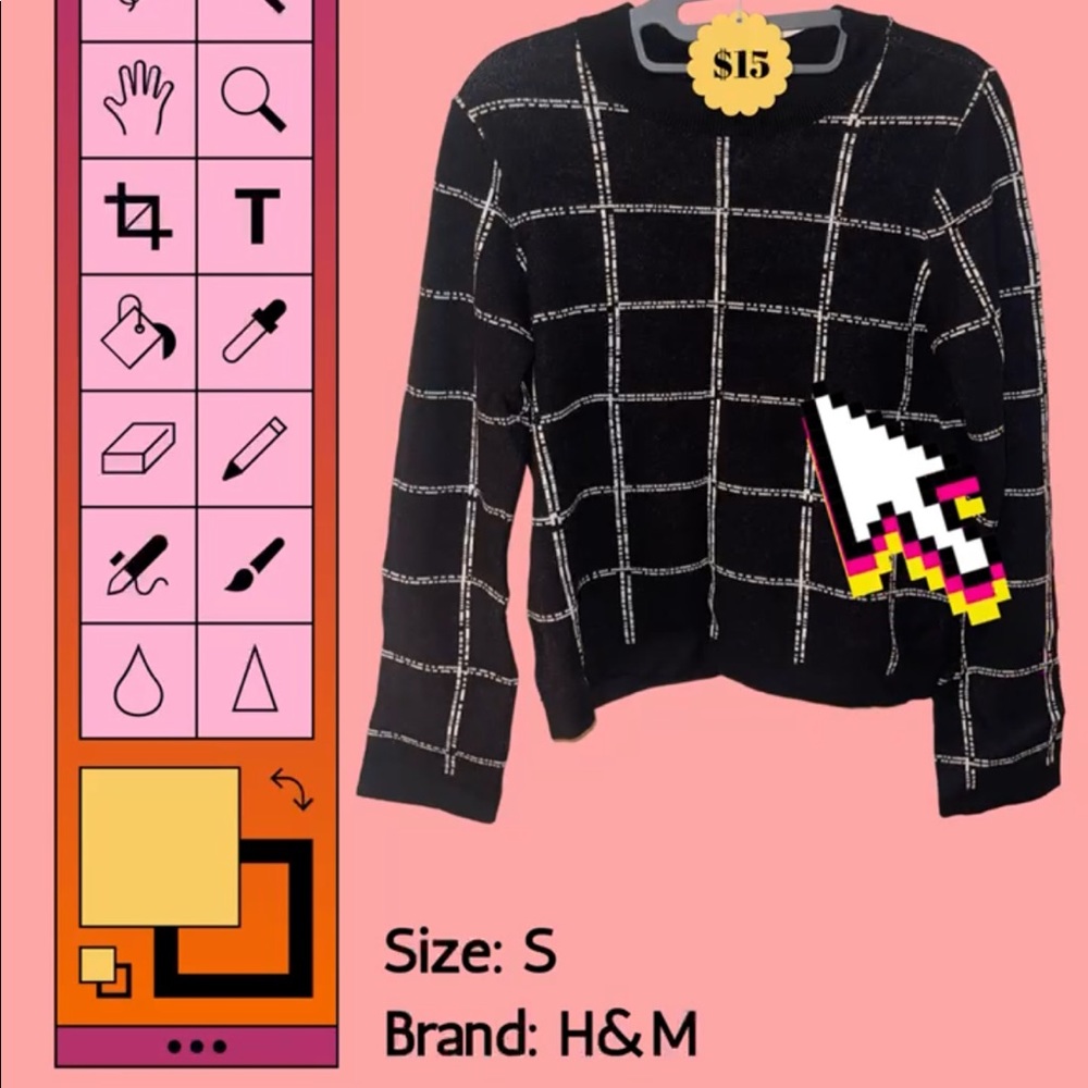 H&M Black and White Pattern Sweater